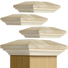 Sasylvia 4 Pcs 3.5" x 3.5" Wood Newel Post Cap Fence Post Cap for Topper Top Resistant Decking Caps for Outdoor Fences Decks and Mailboxes Cover