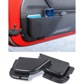 Savadicar DP5 Front Door Storage Pockets Without Cup Holder, Side Insert Box Organizer for 2011-2018 Jeep Wrangler JK JKU 2/4 Door, Interior Expansion Accessories, Black, 2 PCS