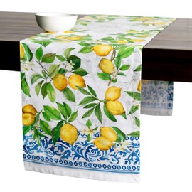 Maison d' Hermine Tablerunner 100% Cotton Table Runner Decorative Washable Table Cover for Home, Kitchen, Dining, Cocktail Parties & Camping, Cedrat - Spring/Summer (37 x 180 cm)