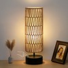Rattan Table Lamp, Touch Control Bedside Table Lamp with Black