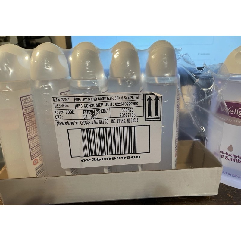 Wellgate Anti-Bacterial Hand Sanitizer 8.5 Oz (6 Pack) in package
