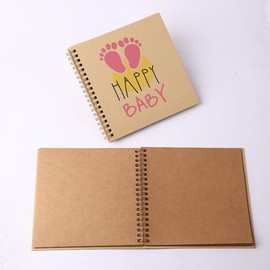 Happy Baby Girl Photo Album DIY Scrapbook Personal Memory Holiday Family Book Pink Footprint Memory 20 Pages