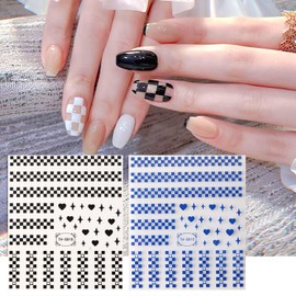Colored Squares Nail Art Adhesive Sticker 3D Self-Adhesive Nail Decals Art Design Holographic Stars Heart Nail Art Sticker Decoration for Women Manicure Tips Acrylic Nails DIY Nails Art Supplies