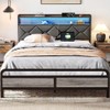 LINSY HOME Full Bed Frame, Upholstered Platform Frame with Storage