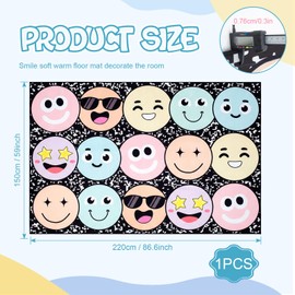 Dunzy 5x7 ft Pastel Smile Face Classroom Carpet Elementary Educational Classroom Area Rug Washable Non Slip Kids Mat for Back to School First Day End of The Year Teaching and Playroom(Cute)