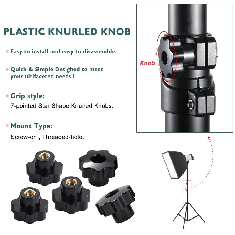 Knpwer Pack of 10 M10 Star Grip Nuts, Star Grip,