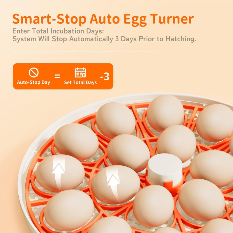 18 Egg Incubator, Automatic and Adjustable Egg Turning, Egg Candler,