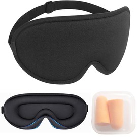 ZEPIQOR Sleep Mask for Men and Women, 2024 Upgrade Specially for Side Sleepers, Optimised and Improved Elastic Band, 3D Sleeping Mask, 100% Light Blocking Eye Mask with Earplugs for