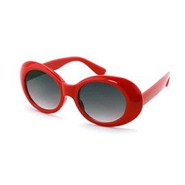 V.W.E. Vintage Sunglasses UV400 Bold Retro Oval Mod Thick Frame Sunglasses Clout Goggles with Gradient lens (Red)