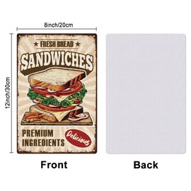 SUPERDANT Retro Sandwich Metal Tin Sign Food Vintage Metal Signs Wall Decor Vintage Tin Signs Restaurants Fast food Coffee Bar Vintage Metal Plaque Wall Decoration Gifts