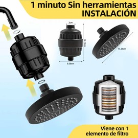 Cabezal de ducha de 6' con filtro de ducha de 25 etapas, Juego de Cabezal de Ducha, regadera con filtro para ducha afina, Regaderas afina con filtro para baño, Elimina el Cloro y Sustancias Nocivas