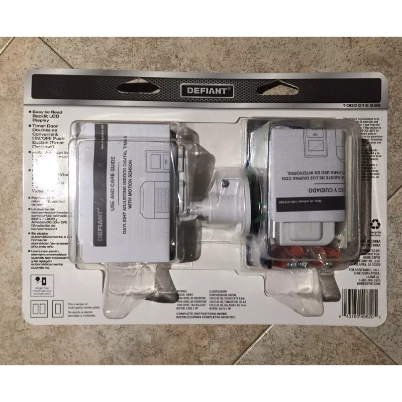 Defiant 49820 Sun Smart In Wall Digital Timer Motion Sensor