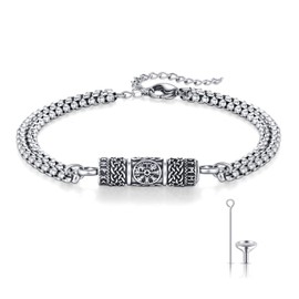 REDSUN Viking Ash Bracelet 925 Sterling Splitter Celtic Knot Urn Bracelet Nordic Viking Runes Amulet Vintage Bracelet Cremation Ash Viking Jewellery Gifts for Women, Sterling Silver