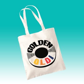Golden Oldi Tote Bag - Funny Old Joke Gifts Presents Birthday Christmas Secret Santa Men Women Novelty Rude Ideas Mum Dad Retiring Work Colleague Organic Cotton Shopper (One Size, Natural)