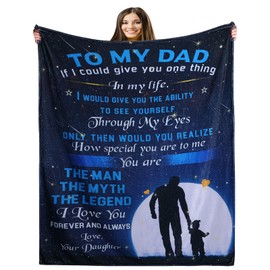 MOTNSA to My Dad Blanket from Daughter - Birthday Gifts for Dad from Daughter - Gifts for Dad Who Wants Nothing - Custom Daddy Fleece Throw Blankets - Happy Father's Day Ideas