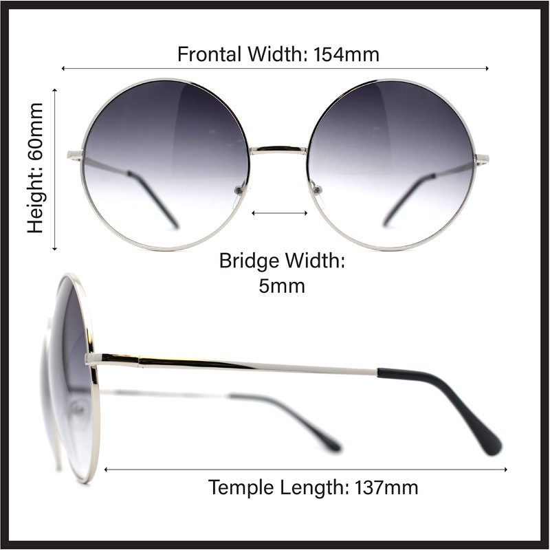 Hippie Retro Groovy Gradient Oversize Circle Lens Round Lennon Sunglasses