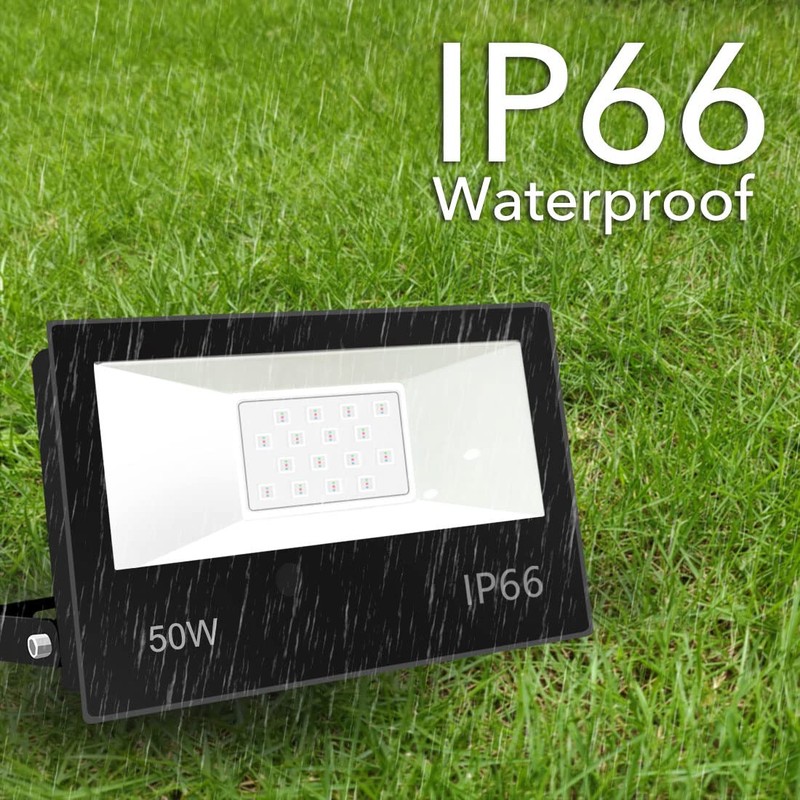 HEKEE LED FloodLight Outdoor 50W, Colour Changing RGB Flood Light,