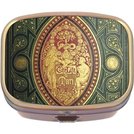 Life of Man Vintage Pattern Brass Rectangle Pill Box