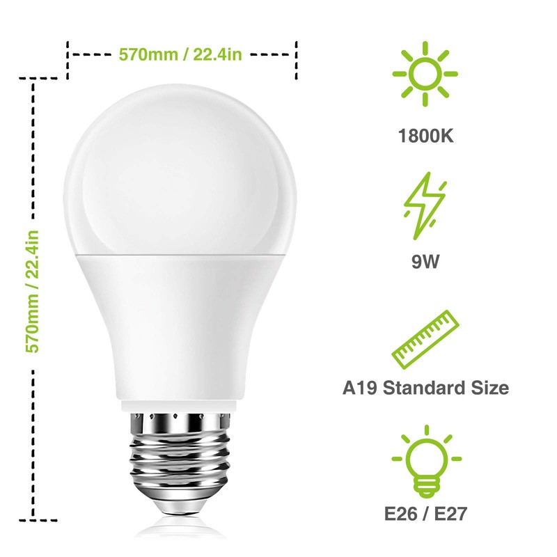 Neporal Amber Light Bulbs, 9W 60W Equivalent A19, Blue Light