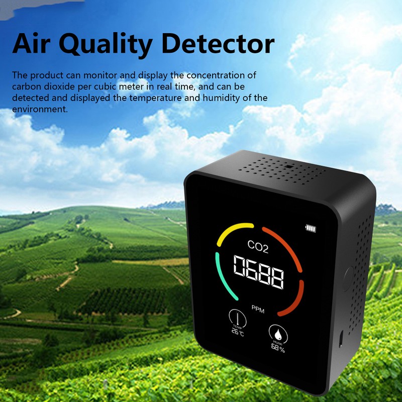 Air Quality Detector Digital USB Charging Carbon Dioxide Monitor Temperature