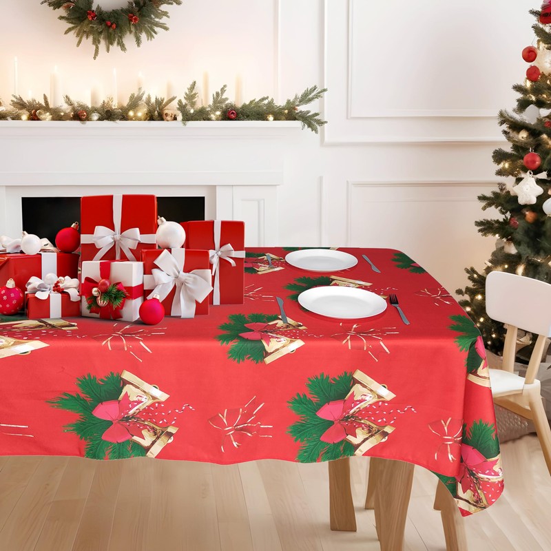 Christmas Table Cloth Rectangular Wipe Clean Tablecloths Rectangular Water Resistant