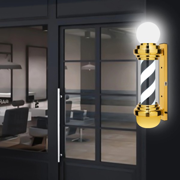 Unbranded Barber Pole Light Black,White Gold Rotating Hair Salon Open