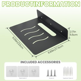 MZDMY Steel Floating Shelves for Wall,Small Wall Shelf，Suitable for Bedroom, Living Room, Bathroom, Kitchen, Office (Black, 9.06x6.89 in)