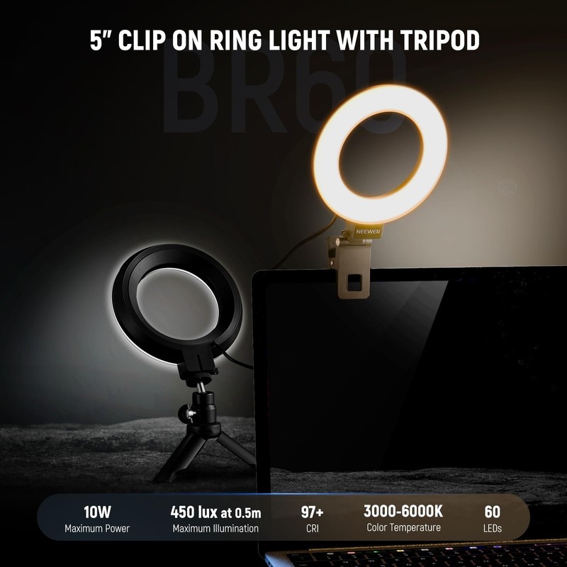 NEEWER Basics 5" Ring Light with Mini Tripod Stand for