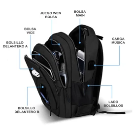 Mochila para Laptop de 17.3 pulgadas,Mochila Impermeable,Mochila de viaje extra grande para hombre y mujer,50X35X19cm，Tiene un puerto de carga USB, apto para portátiles de 17,3 pulgadas (negro)