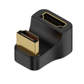 BSHTU 8K HDMI 2.1 Adapter, 360 Degree U Shaped, 48Gbps, HDMI Male to Female Converter with LED Indicator, Black, 1pcs (Up Angle)