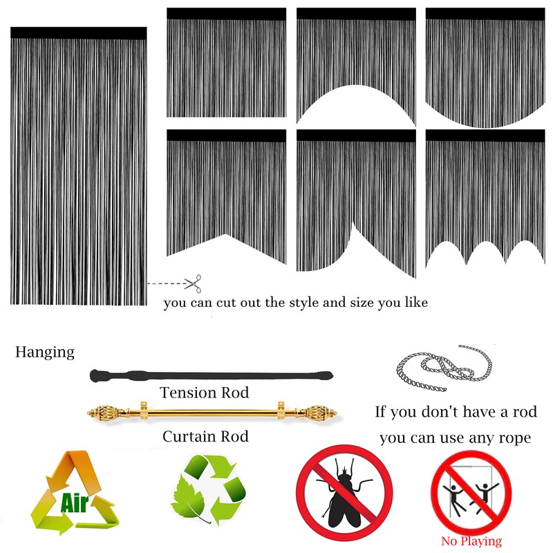 Taiyuhomes String Door Curtains Fly Screen Curtain For Window Decorations