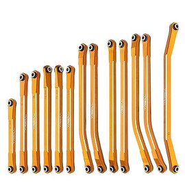 TREAL SCX10 PRO Links Set Aluminum 7075 CNC Machined Lower Upper Steering Linkages (13pcs) Upgrades Parts(Orange)