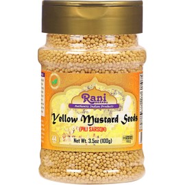Rani Yellow Mustard Seeds Whole Spice 3.5oz (100g) Jar ~ Ideal for Pickling, Dressing and Making Ground Mustard for Cooking, All Natural | Vegan | Gluten Friendly | NON-GMO | Kosher | Indian Origin