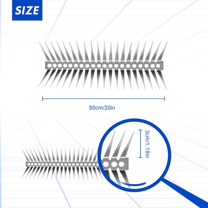 Bird Spikes - Stainless Steel Fence Spikes for Pigeons, Raccoons,
