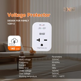 BXST Single Outlet Surge Protector for Refrigerator/Air-Conditioner/Smart TV Small Wall Outlet Power Surge Plug in Voltage Protector for Home Appliance 140J 4400W（2 Pack）