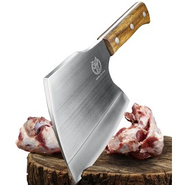 ZENG JIA DAO Big Bones Cleaver Knife - Heavy Duty Butcher Knife - Axe Chopper for Kitchen Restaurant Farm and Slaughterhouse- Cutting any bones- Solid Pear Wood Handle - Gift for Tough Guys