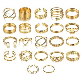 Gold Knuckle Rings Set for Women Pearl Butterfly Heart Ring for Girls Boho Stackable Rings Midi Finger Ring Adjustable Statement Rings 22Pcs
