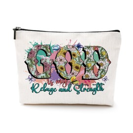 NGZS Inspirational Religious Gifts Floral Makeup Bag Leopard Bible Verse Cosmetic Bag Faith Based Gifts Christian Gifts for Women Her Girls Daughter Grandma Mom Sister Bestie Christmas Birthday