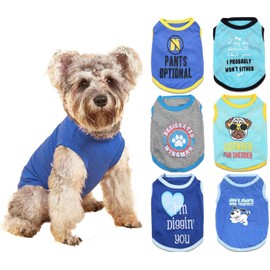 6 Packs Boy Dog Shirts for Small Dogs Boys Clothes Puppy T-shirt Summer Vest for Dog Boys Tshirts Chihuahua Boy T Shirt Yorkie Clothing