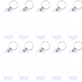 Nwsrayu 10pcs Blank Hotel Keychains Bulk Vintage Motel Keychain Vinyl HTV printing Keychains DIY Keychain tags (Clear)