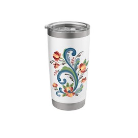 Scandinavian Rosemaling Norwegian Art Stainless Steel Insulated Tumbler