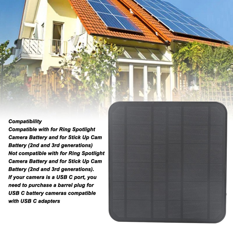 Solar Panel for Ring Camera 12W Fast Charging IP65 Waterproof