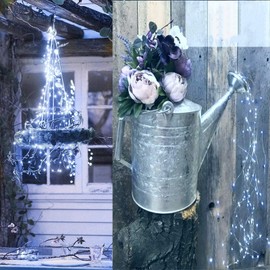 ZNYCYE 2 Pcs 200 LED Waterfall Lights,10 Strand Cascading Firefly Bunch Lights Battery Operated Vine String Lights with Remote Timer for Outdoor & Indoor Decorations (Cool White)