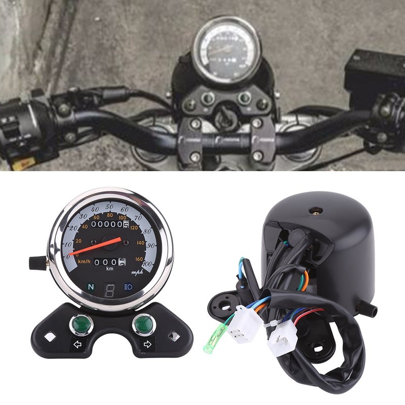 Qiilu Universal Motorcycle Dual Odometer Speedometer Meter Gear Digital Display