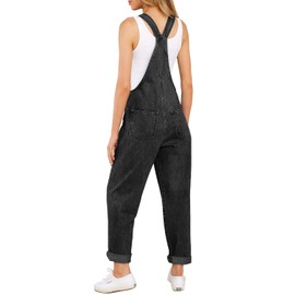 luvamia Flexclusive Women's Casual Adjustable Denim Bib Overalls Jeans Pants Trendy Loose Jumpsuits for Women 2025 Jean Overall Black Size Large