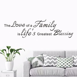 Wall Stickers, Wall Stickers Living Room, (Easy to Install), for Bathroom Kitchen Bedroom, Wall Decor Decals Quotes Love Sayings Home Vinyl Art Family Decor Words Signs, The Love of a Family 27"X8"