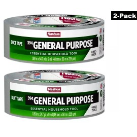 Nashua Tape 2 Pack - Nashua 394 Silver Duct Tape 2 Rolls Heavy Duty 1.89" x 54.7 yd x 9 Mil