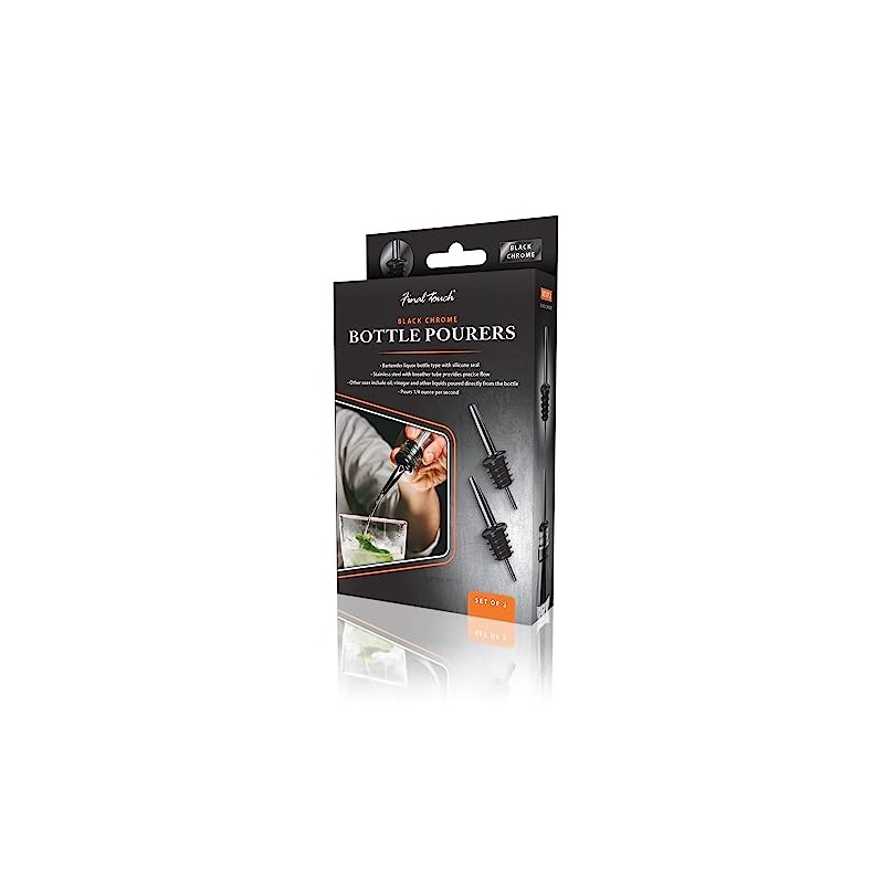 Final Touch Black Chrome Bottle Pourers, Set of 2 (FTA7003-19)