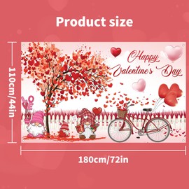 5.9x3.6FT Happy Valentines Day Banner Backdrop Valentines Day Decorations Party for Home, Stores, Parties, or Photo Backgrounds indoors and outdoors Happy Valentines Banner Gnome Couple
