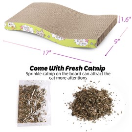PrimePets Cat Scratchers Cardboard, S Shape Cat Scratch Pad, Cat Scratching, Corrugated Board Reversible with Catnip for Indoor Cats